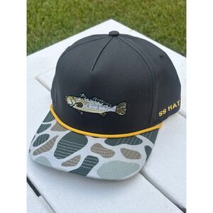 Southern String Hat Co Speckled Trout Fishing Snapback Camo Brim Hat Grey